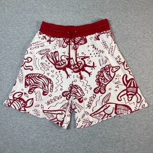 VTG‎ IB Diffusion Sport Shorts Red White Tribal Animal Print Hong Kong 80s S